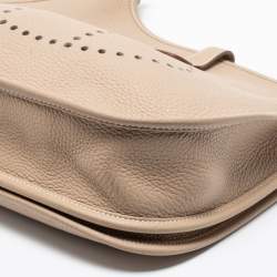 Pre Owned Hermes Gris Tourterelle Taurillon Clemence Leather Evelyne III PM Bag