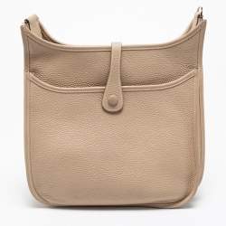 Pre Owned Hermes Gris Tourterelle Taurillon Clemence Leather Evelyne III PM Bag