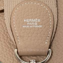 Pre Owned Hermes Gris Tourterelle Taurillon Clemence Leather Evelyne III PM Bag