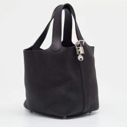 Pre Owned Hermes Black Clemence Leather Picotin Lock 18 Bag