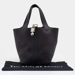 Pre Owned Hermes Black Clemence Leather Picotin Lock 18 Bag