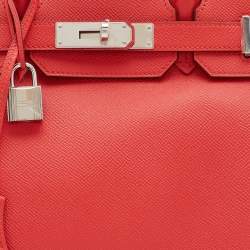 Pre Owned Hermès Geranium Epsom Leather Palladium Finish Birkin 30 Bag