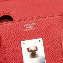 Pre Owned Hermès Geranium Epsom Leather Palladium Finish Birkin 30 Bag