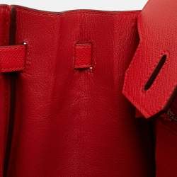 Pre Owned Hermès Geranium Epsom Leather Palladium Finish Birkin 30 Bag