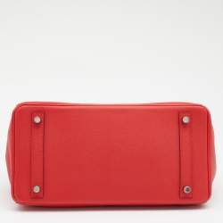 Pre Owned Hermès Geranium Epsom Leather Palladium Finish Birkin 30 Bag