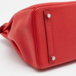 Pre Owned Herm�ès Geranium Epsom Leather Palladium Finish Birkin 30 Bag