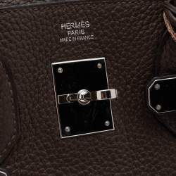 Hermes Chocolat Taurillon Clemence Leather Palladium Finish Birkin 30 Bag