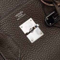 Hermes Chocolat Taurillon Clemence Leather Palladium Finish Birkin 30 Bag
