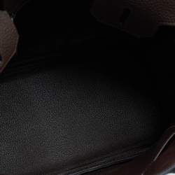 Hermes Chocolat Taurillon Clemence Leather Palladium Finish Birkin 30 Bag