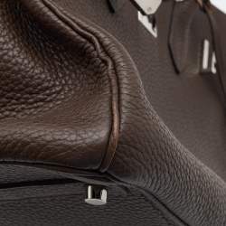 Hermes Chocolat Taurillon Clemence Leather Palladium Finish Birkin 30 Bag