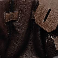 Hermes Chocolat Taurillon Clemence Leather Palladium Finish Birkin 30 Bag
