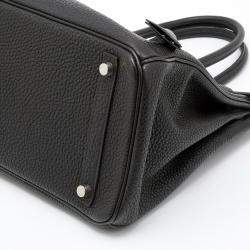Hermes Black Togo Leather Palladium Finished Birkin 30 Bag