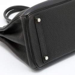 Hermes Black Togo Leather Palladium Finished Birkin 30 Bag