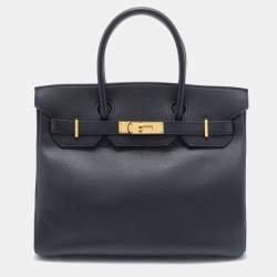 Hermes Black Epsom Leather Gold Finished Birkin 30 Bag