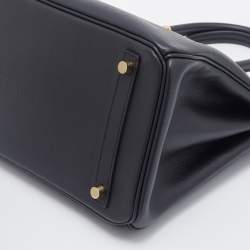 Hermes Black Epsom Leather Gold Finished Birkin 30 Bag
