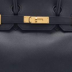 Hermes Black Epsom Leather Gold Finished Birkin 30 Bag