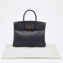 Hermes Black Epsom Leather Gold Finished Birkin 30 Bag