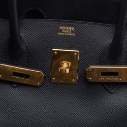 Hermes Black Epsom Leather Gold Finished Birkin 30 Bag