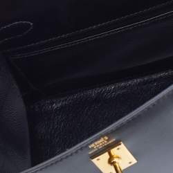 Hermes Black Box Calf Leather Mini Kelly Sellier Shoulder Bag