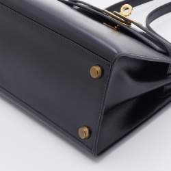 Hermes Black Box Calf Leather Mini Kelly Sellier Shoulder Bag