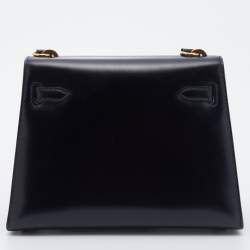 Hermes Black Box Calf Leather Mini Kelly Sellier Shoulder Bag