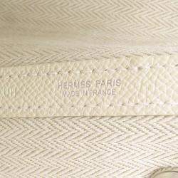 Pre Owned حقيبة يد توتس هيرمس غاردين بارتي پي تي أم جلد إبسوم أبيض