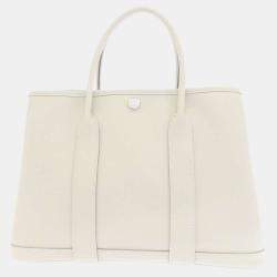 Pre Owned حقيبة يد توتس هيرمس غاردين بارتي پي تي أم جلد إبسوم أبيض