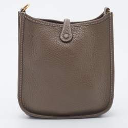 Hermes Etoupe Clemence Leather Evelyne TPM Bag
