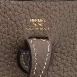 Hermes Etoupe Clemence Leather Evelyne TPM Bag