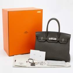 Hermes Etain Togo Leather Palladium Plated Birkin 30 Bag