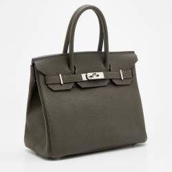 Hermes Etain Togo Leather Palladium Plated Birkin 30 Bag