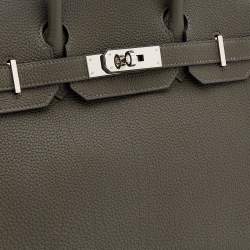 Hermes Etain Togo Leather Palladium Plated Birkin 30 Bag