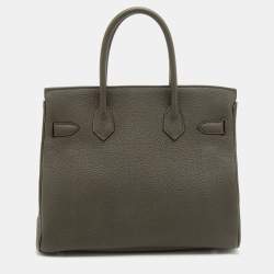 Hermes Etain Togo Leather Palladium Plated Birkin 30 Bag