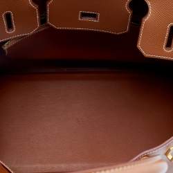 Hermes Gold Epsom Leather Gold Hardware Birkin 30 Bag