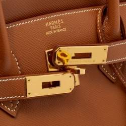 Hermes Gold Epsom Leather Gold Hardware Birkin 30 Bag
