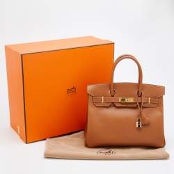 Hermes Gold Epsom Leather Gold Hardware Birkin 30 Bag