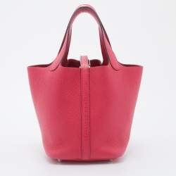 Pre Owned Hermès Rose Extreme Togo Leather Picotin Lock 18 Bag