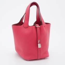 Pre Owned Hermès Rose Extreme Togo Leather Picotin Lock 18 Bag