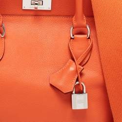 Pre Owned Hermes Feu Evercolor Leather Palladium Plated Tool Box 20 Bag