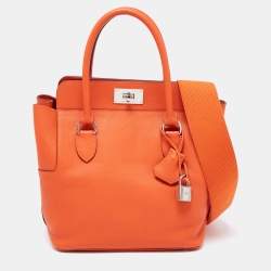 Pre Owned Hermes Feu Evercolor Leather Palladium Plated Tool Box 20 Bag