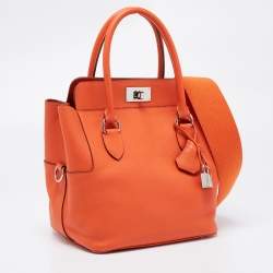 Pre Owned Hermes Feu Evercolor Leather Palladium Plated Tool Box 20 Bag