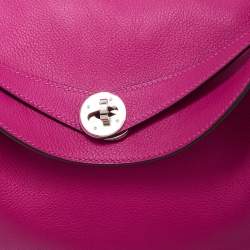 Pre Owned Hermes Rose Pourpre Evercolor Leather Palladium Finish Lindy 30 Bag