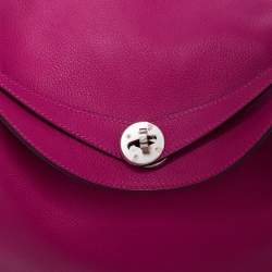 Pre Owned Hermes Rose Pourpre Evercolor Leather Palladium Finish Lindy 30 Bag