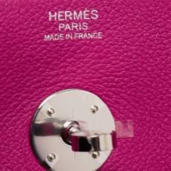 Pre Owned Hermes Rose Pourpre Evercolor Leather Palladium Finish Lindy 30 Bag