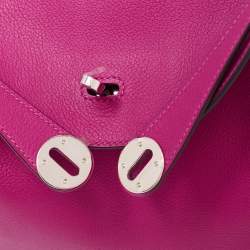 Pre Owned Hermes Rose Pourpre Evercolor Leather Palladium Finish Lindy 30 Bag