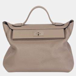 Hermes Grey Togo/Swift Leather 24/24 35 Tote Bag