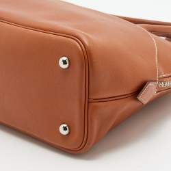 Pre Owned Hermès Gold Swift Leather Palladium Plated Web Bolide 1923 Bag