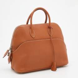 Pre Owned Hermès Gold Swift Leather Palladium Plated Web Bolide 1923 Bag