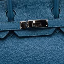 Pre Owned Hermès Cobalt Togo Leather Palladium Plated Birkin 30 Bag