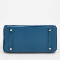 Pre Owned Hermès Cobalt Togo Leather Palladium Plated Birkin 30 Bag